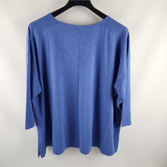 J Jill Womens Tunic 4X Plus Blue 3/4 Sleeve Woven V-Neck Pullover KTP117694 NWT - Picture 2 of 8